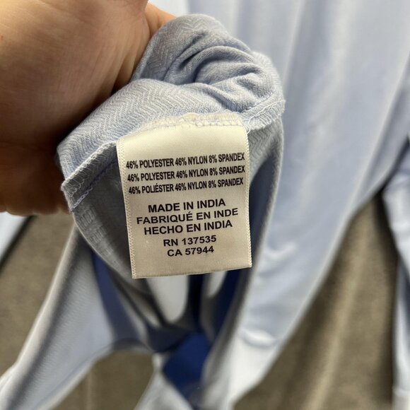 Mizzen+Main Shirt Mens 2XL Light Blue Trim Fit Stretch Performance Tech Dress - Picture 10 of 11